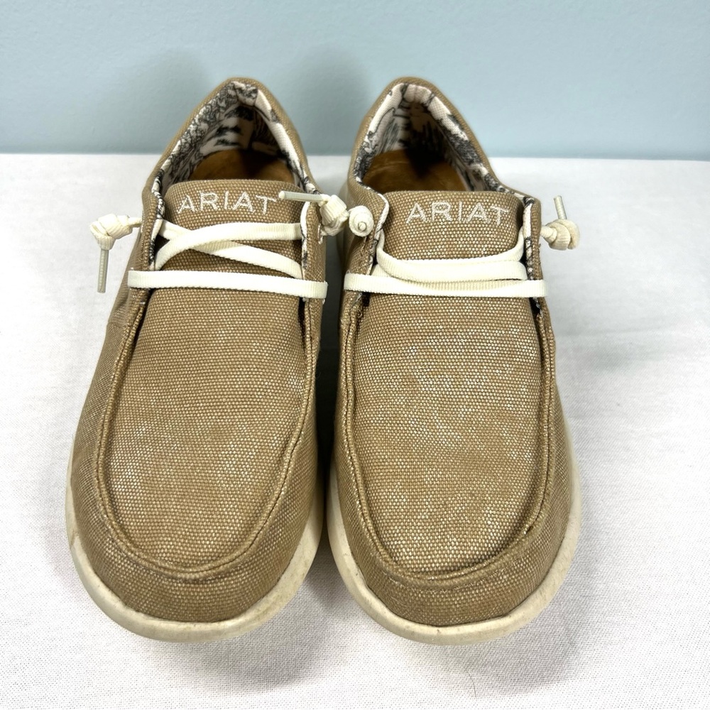 Ariat Hilo Women’s Size 7.5B Washed Tan Canvas Slip On FLX Foam Sole 100124